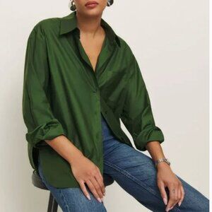 Reformation Will Oversized Shirt - 100% Cotton - Green - Medium